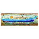Welcome to Bar Harbor Blue Sailboat Home Decor Art Print on Real Wood