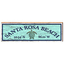 Santa Rosa Beach, Florida Sea Turtle Latitude Longitude Wooden Sign | Wall Art Print on Real Wood