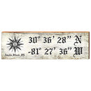 Amelia Island, Florida Latitude & Longitude Wooden Sign | Wall Art Print on Real Wood