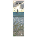 Sea Gull and Sailboat in Manistee Michigan Home Decor Art Print on Real Wood