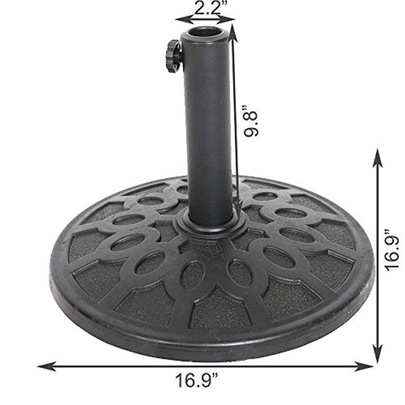 17-Inch Round Heavy Duty Outdoor Patio Umbrella Base Stand, Black