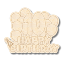 Unfinished Wood Etched 10th Birthday Balloons Shape | Paint By Line Crafts | up to 30" DIY