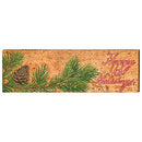 Happy Holidays with Pine Branches Home Decor Art Print on Real Wood