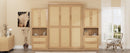 Full Size Solid Wood With Rattan Murphy Bed Cabinet Space-Saving Bed with 1 Side Cabinet Storage Shelf, Perfect for Guest Room, for Bed Room, Guest Room, Home Office, Natural