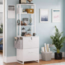 2 Drawer File Cabinet With Lock For Letter Legal A4 Folders White With Storage Bag Open Shelf And Hook