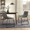 Faux Leather Dining Chairs 18 Inch Set of 2 Mid Century