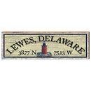 Lewes Deleware Latitude Longitude Lighthouse Home Decor Art Print on Real Wood