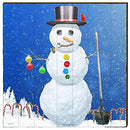 Snowy Snowman Home Decor Art Print on Real Wood