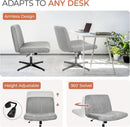 Cross Legged Office Chair Grey Wide Seat Adjustable Height