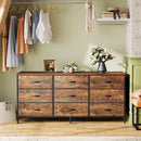 Rustic Brown 9 Drawer Dresser And TV Stand 47 Inch Wide