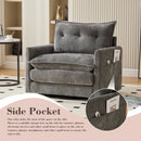 UNITED WE WIN Swivel Barrel Chair - Mid Century Modern Chair, Thick Padded Arm Chair with Solid Metal Base, Comfortable Single Sofa Chair, Swivel Accent Chair for Living Room Bedroom