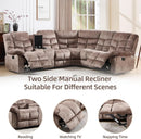 Brown Manual Reclining Sectional Sofa With Cup Holders