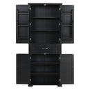 Bathroom Storage Cabinet with Doors and Drawer, Multiple Storage Space, Adjustable Shelf, Black (Old Sku:WF308204AAB)