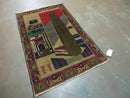 3' X 4' New Vintage Handmade Afghan Balouch Tribal Wool Pictorial Rug