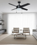 52" Europa IV 4-Blade Ceiling Fan Black Finish with Integrated LED Light