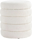 Round Ottoman With Hidden Storage And Cushioned Top