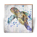 Sea Turtle Watercolor Home Decor Art Print on Real Wood