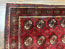 Persian Turkoman Tribal Rug 4x8, Handmade Vintage Wool Carpet, Red, Bohemian Rug