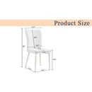 Modern minimalist dining chairs, white PU back and seat cushion, white metal legs, suitable for dining room,living room.Cream-Style dining chairs with a vertical line design on backrest.Six Pieces.