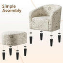 Upholstered Club Chair With Velvet Finish Ottoman Footstool