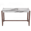 5-Piece Counter Height Dining Set, Faux Marble Bar Table with 4 Upholstered Chairs, Mid-Century Style for Kitchen or Small Spaces