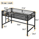 Twin Size Metal Loft Bed, Loft Bed with Easy Climbing Ladder and Guardrails for Kids, Black