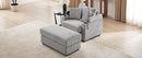 Modern Style Single Sofa Couch with Storage, USB Ports, Cup Holders, and Phone Holder, Grey Corduroy, 41.7'