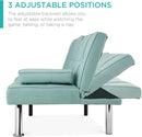 Linen Folding Futon Sofa Bed Aqua With Removable Armrests