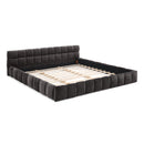 King size  Upholstered Bed Frame with Thick Fabric, Chenille Fabric Grounded Queen Size Platform Bed with Headboard and Solid Frame. No Box Spring Needed-Dark Gray(88.5''*85.5''*24'')