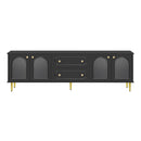 U-Can 78.7'' Modern TV Stand, TV Cabinet with Five Metal Legs and Metal Handles, 2 Drawers and 2 Cabinets with Fluted Glass Doors For Living room, Up to 80'' (Old SKU: SJ000122AAB)