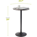 Round Bar Table With Faux Marble Top And Metal Base
