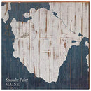 Schoodic Point Shabby Map Home Decor Art Print on Real Wood