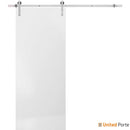 Planum 0010 White Silk Barn Door and Silver Finish Rail