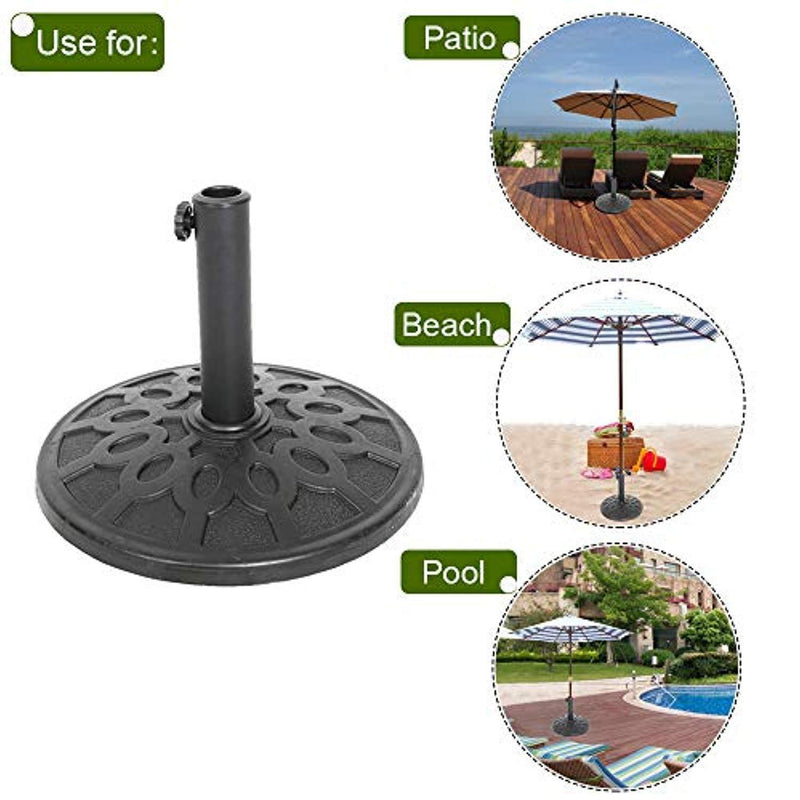 17-Inch Round Heavy Duty Outdoor Patio Umbrella Base Stand, Black