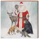 Santa with Animals Home Decor Art Print on Real Wood