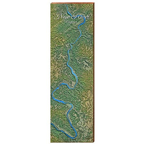 New River, Virginia Map Home Decor Art Print on Real Wood