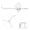 52" Ceiling Fan with Light for Bedroom, 3 Blades, Remote Control