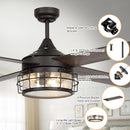 52" Celentano Industrial Downrod Mount Reversible Ceiling Fan with Lighting and Remote Control