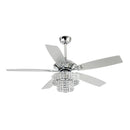 52" Nowthen Modern Crystal Chandelier Ceiling Fan with Led Light and Remote Control 5 Blades Chrome
