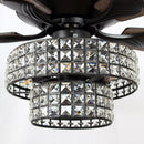 52" Nowthen Modern Crystal Chandelier Ceiling Fan with Led Light and Remote Control 5 Blades Chrome