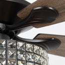 52" Nowthen Modern Crystal Chandelier Ceiling Fan with Led Light and Remote Control 5 Blades Chrome