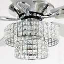 52" Nowthen Modern Crystal Chandelier Ceiling Fan with Led Light and Remote Control 5 Blades Chrome