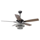 52" Nowthen Modern Crystal Chandelier Ceiling Fan with Led Light and Remote Control 5 Blades Chrome