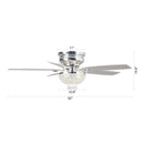 52" Modern Chrome Flush Mount Reversible Crystal Ceiling Fan with Lighting and Remote Control
