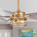 52" Madhya Pradesh Modern Downrod Mount Reversible Crystal Ceiling Fan with Lighting and Remote Control