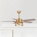 52" Madhya Pradesh Modern Downrod Mount Reversible Crystal Ceiling Fan with Lighting and Remote Control