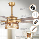 52" Madhya Pradesh Modern Downrod Mount Reversible Crystal Ceiling Fan with Lighting and Remote Control