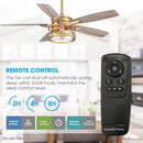 52" Madhya Pradesh Modern Downrod Mount Reversible Crystal Ceiling Fan with Lighting and Remote Control