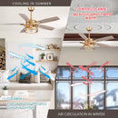 52" Madhya Pradesh Modern Downrod Mount Reversible Crystal Ceiling Fan with Lighting and Remote Control