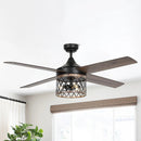52" Mirelle Indoor Black Downrod Mounting Ceiling Fan with Light Kit and Remote